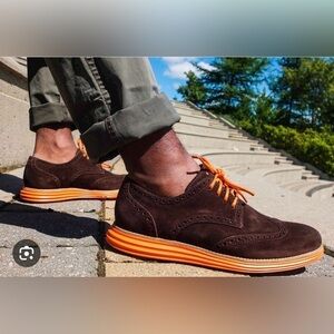 Cole haan Brown Orange LunarGrand Wingtip Oxfords